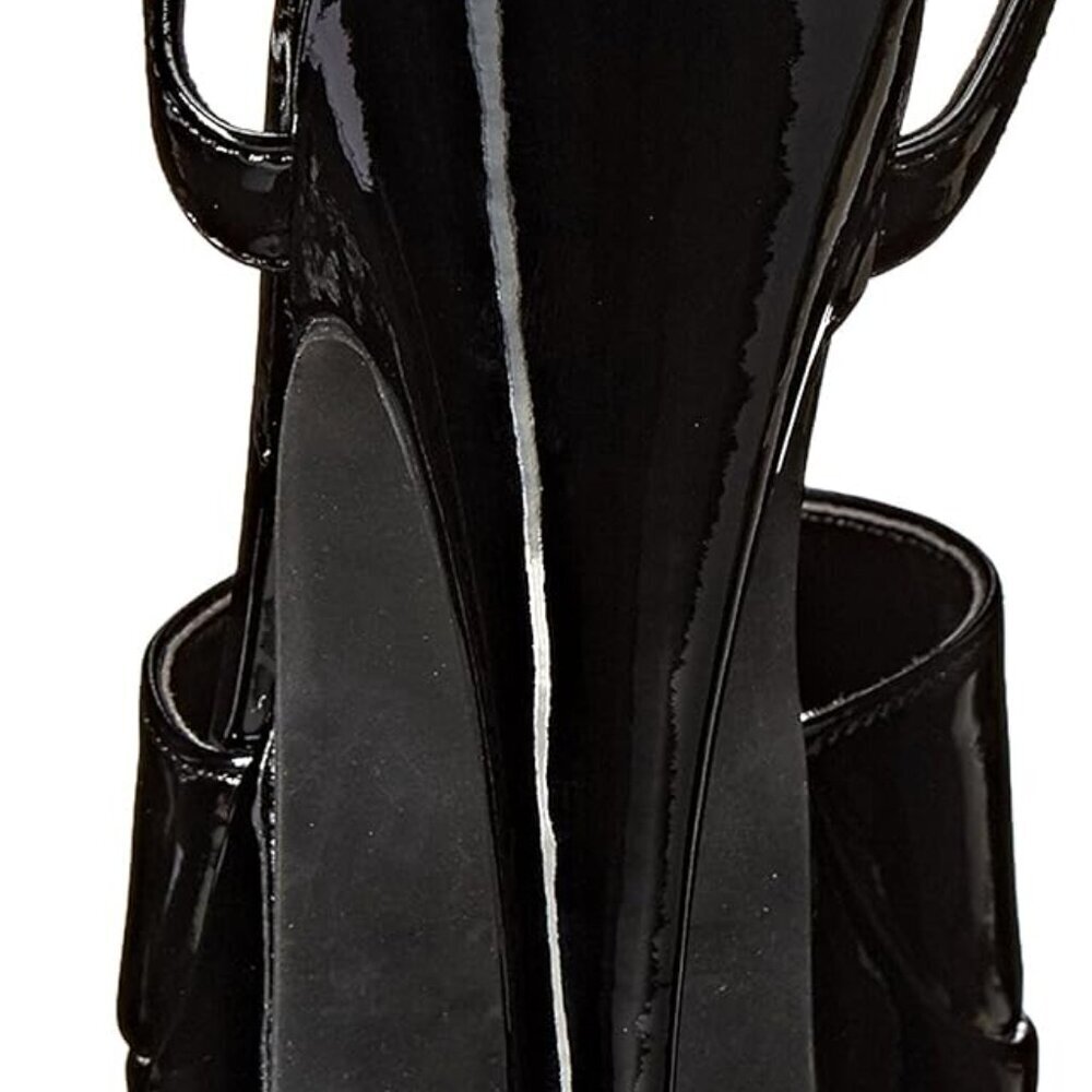 Women's Faux Patent Leather Platform Sandal 2-Piece Rubber Sole Heel Size 8 - Picture 3 of 8
